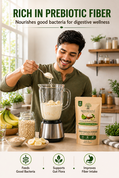 Akshartatva Green Banana Powder 150g | Rich in Resistant Starch for Gut Health & Digestion