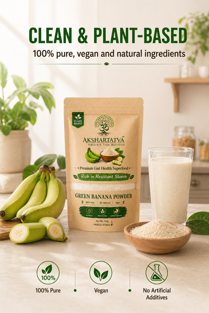 Akshartatva Green Banana Powder 150g | Rich in Resistant Starch for Gut Health & Digestion