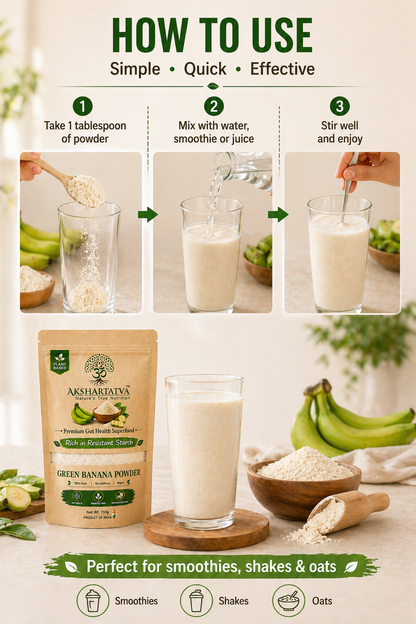 Akshartatva Green Banana Powder 150g | Rich in Resistant Starch for Gut Health & Digestion