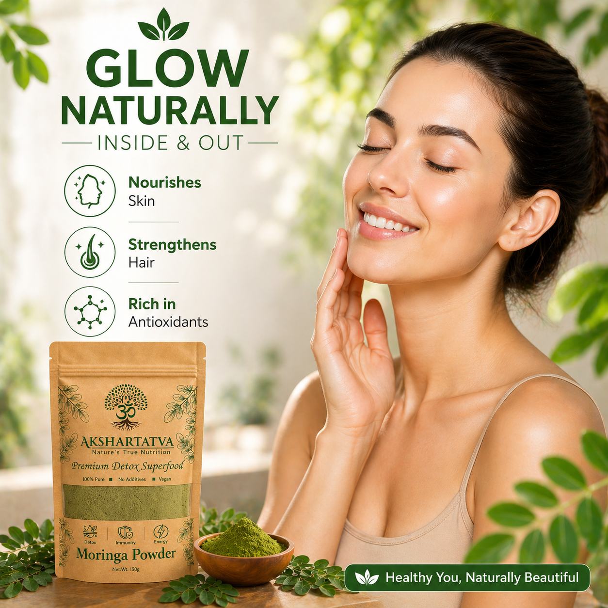 AKSHARTATVA Moringa Powder 150g | 100% Pure Moringa Leaf Powder | Natural Superfood