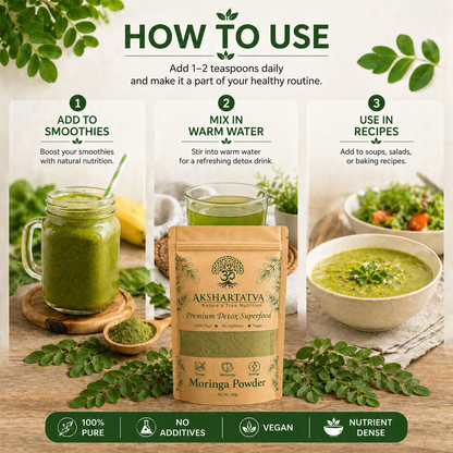 AKSHARTATVA Moringa Powder 150g | 100% Pure Moringa Leaf Powder | Natural Superfood