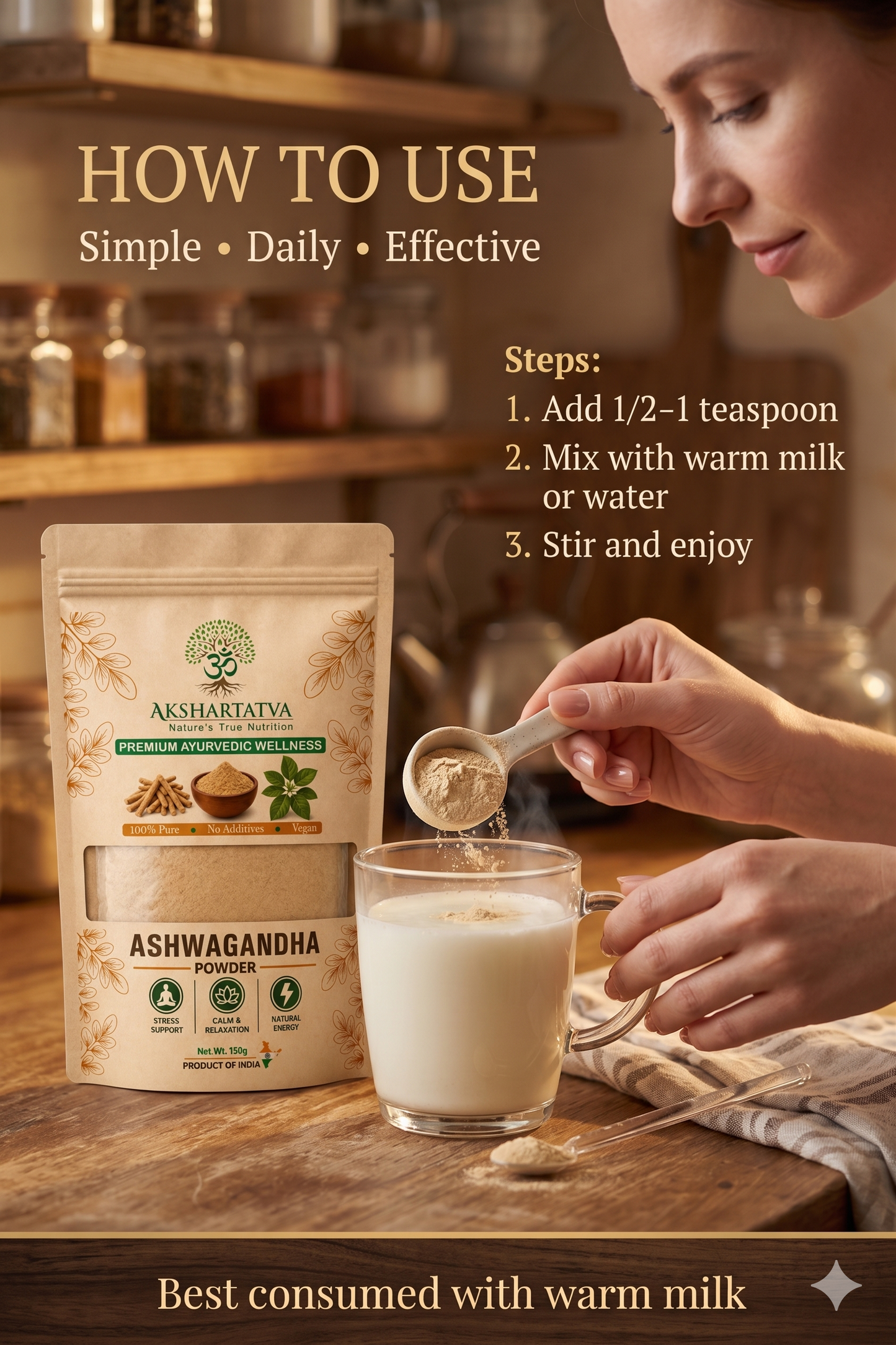 Akshartatva Ashwagandha Powder 150g | Stress Support, Calm & Relaxation